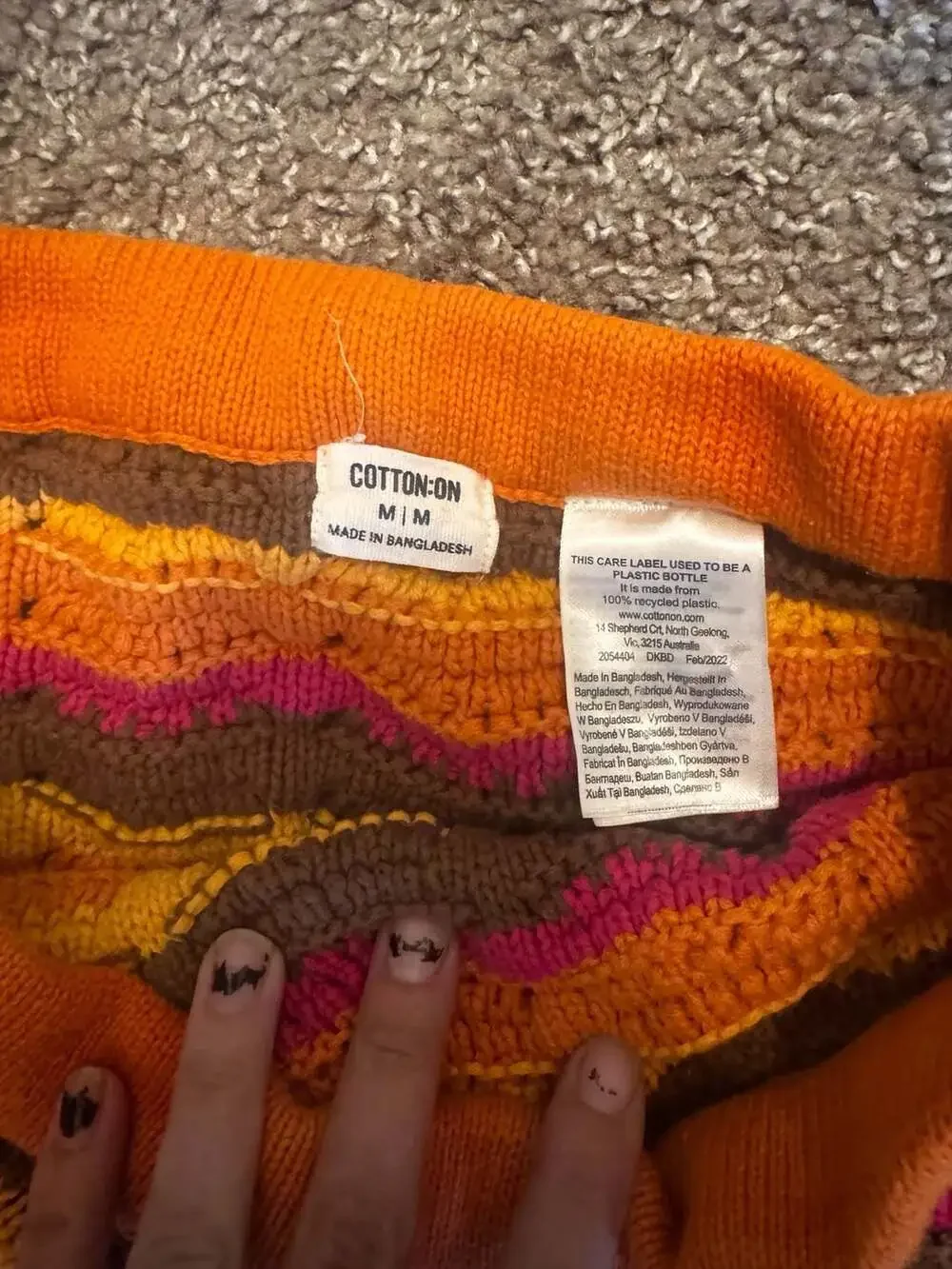 Cotton On Crochet Striped Mini Skirt Orange Brown Yellow Fuchsia Medium